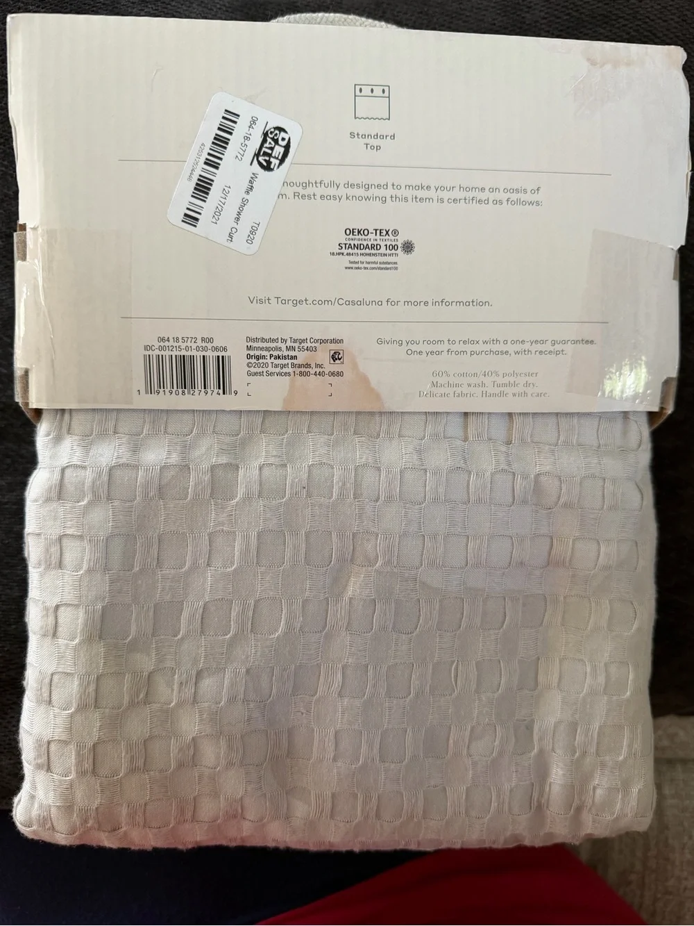 Casaluna light grey waffle fabric shower curtain